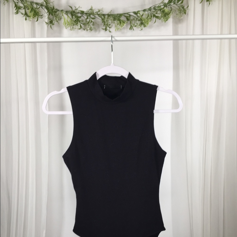 Sleeveless Black Mock Neck Body Suit